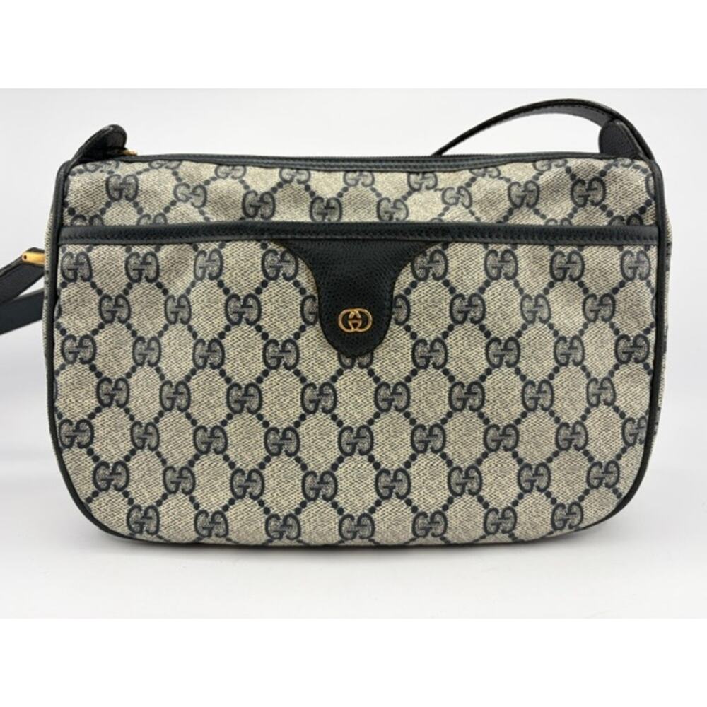 Gucci Vintage GG Plus Navy Beige Crossbody Shoulder Bag Accessory Collection 80s - Picture 5 of 16